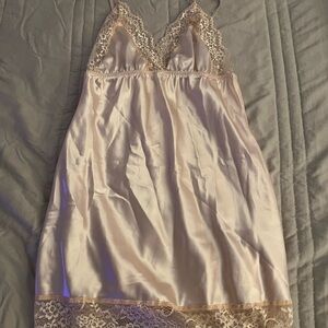 Classy Lace Trim Satin Chemise